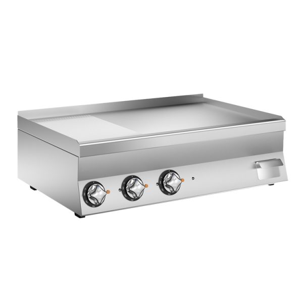 bakplaat met 2/3 gladde/1/3 geribbelde verchroomde plaat, 100cm 11.7kW Witech p650 elektrisch
