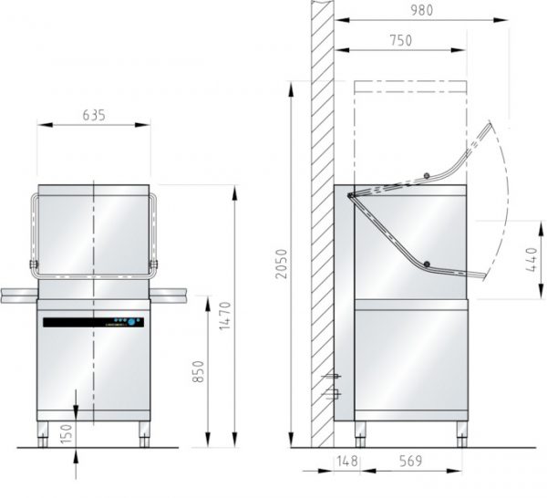 Witech Doorschuif-Vaatspoelmachine WS-VDM01 voor 500x500mm korven - Afbeelding 3