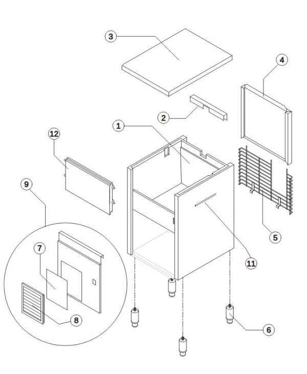 Witech Select scherfijsmachine luchtgekoeld, bunker 40kg., afm; 738 x 690 x 920 mm - Afbeelding 8