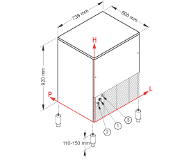 Witech Select ijsblokjesmachine machine luchtgekoeld, bunker 40kg., 72kg/24u, afm; 735x603x850 mm(bxdxh) - Afbeelding 3