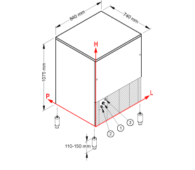 Witech Select ijsblokjesmachine machine luchtgekoeld, bunker 65kg., 134g/24u, afm;   840x740x1.075 (bxdxh) - Afbeelding 3