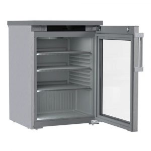 Koelkast Witech 127ltr. onderbouw SemiPro afm; 600x648x852mm (bxdxh) rvs met glasdeur